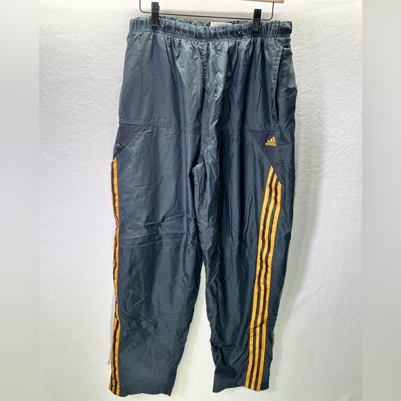 Adidas Vintage Y2K 3 stripe Track Pants Mens L zip legs Running Joggers 1994 - Picture 1 of 8